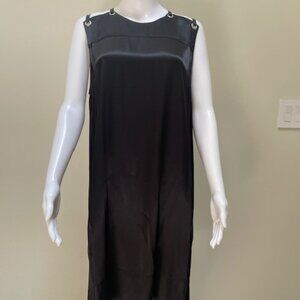 LAMB Sleeveless Shift Dress Black with Silver Grommet Detail Size 12